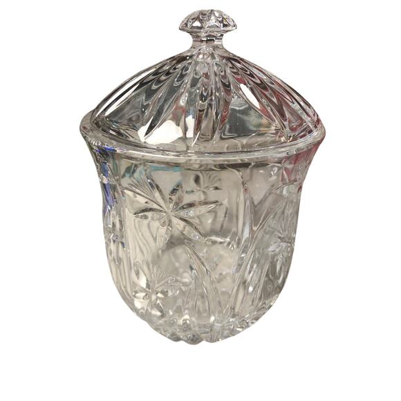 Vintage Clear Glass Cookie jar/ice bucket Starburst pattern - Picture 2 of 5